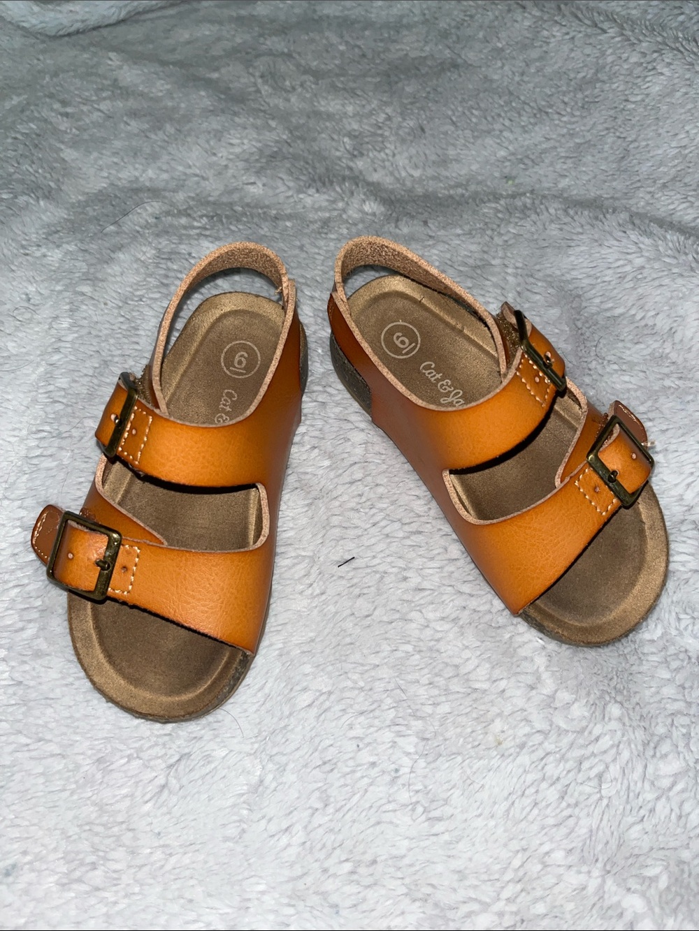 Cat & Jack Toddler Cognac Brown Double-Buckle Slingback Sandals